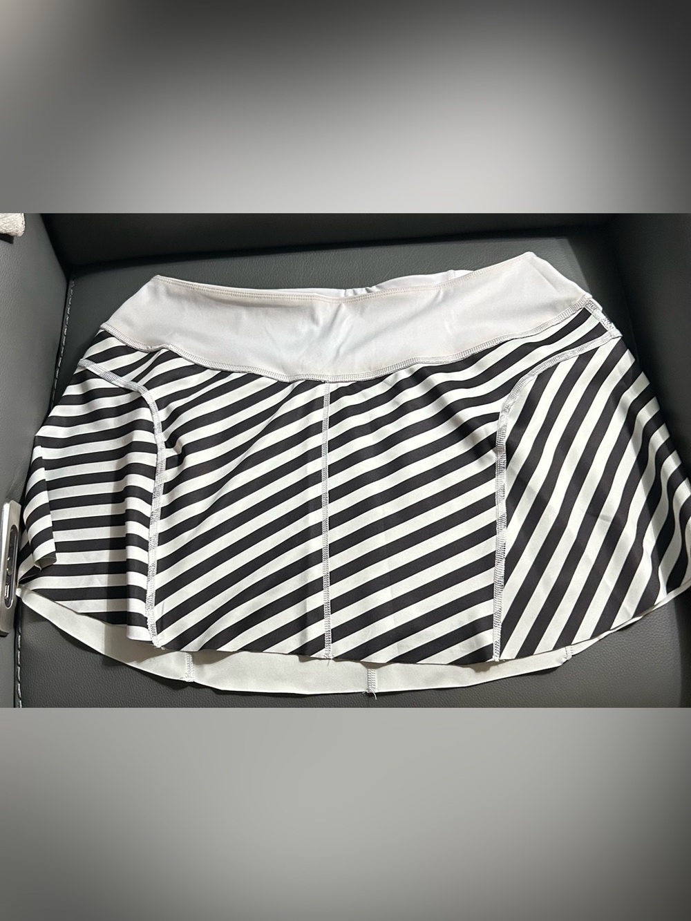 Adidas Black and White Striped Women's Athletic Skirt